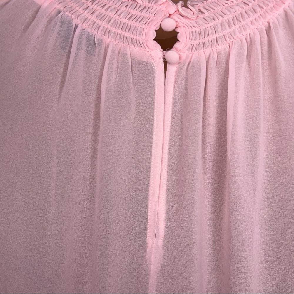 Size 26 Torrid 4 Pink Ruffle Blouse Long Sleeve Feminine Coquette Pastel - Picture 10 of 15